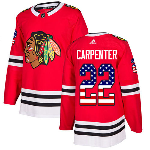 Adidas Blackhawks #22 Ryan Carpenter Red Home Authentic USA Flag Stitched Youth NHL Jersey